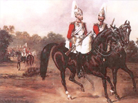 Thomas Faill born about 1820 was a First Lifeguard from 1841 to 1865. He died in 1868. This painting shows the ceremonial uniform he would have worn.